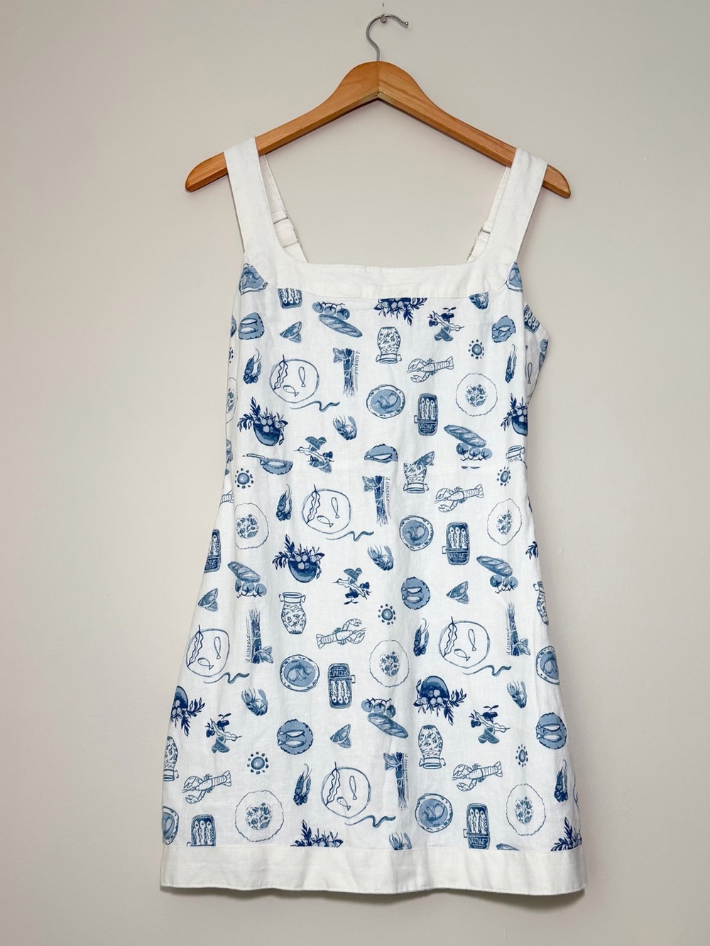 Abercrombie Linen-Blend Wide Strap Mini Dress Coastal Beach